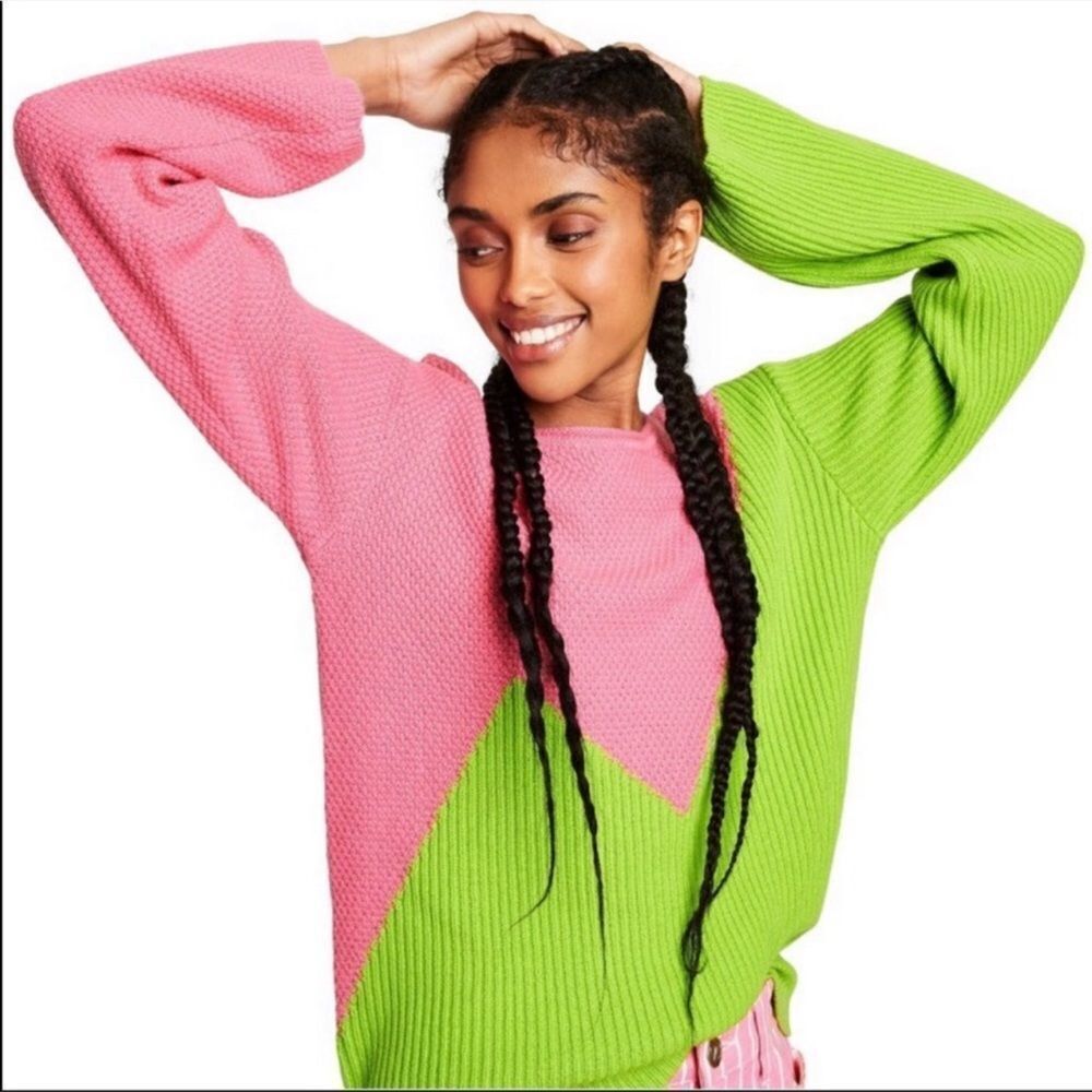 Victor Glemaud X Target Pink/Green Knit Crewneck Pullover Sweater
